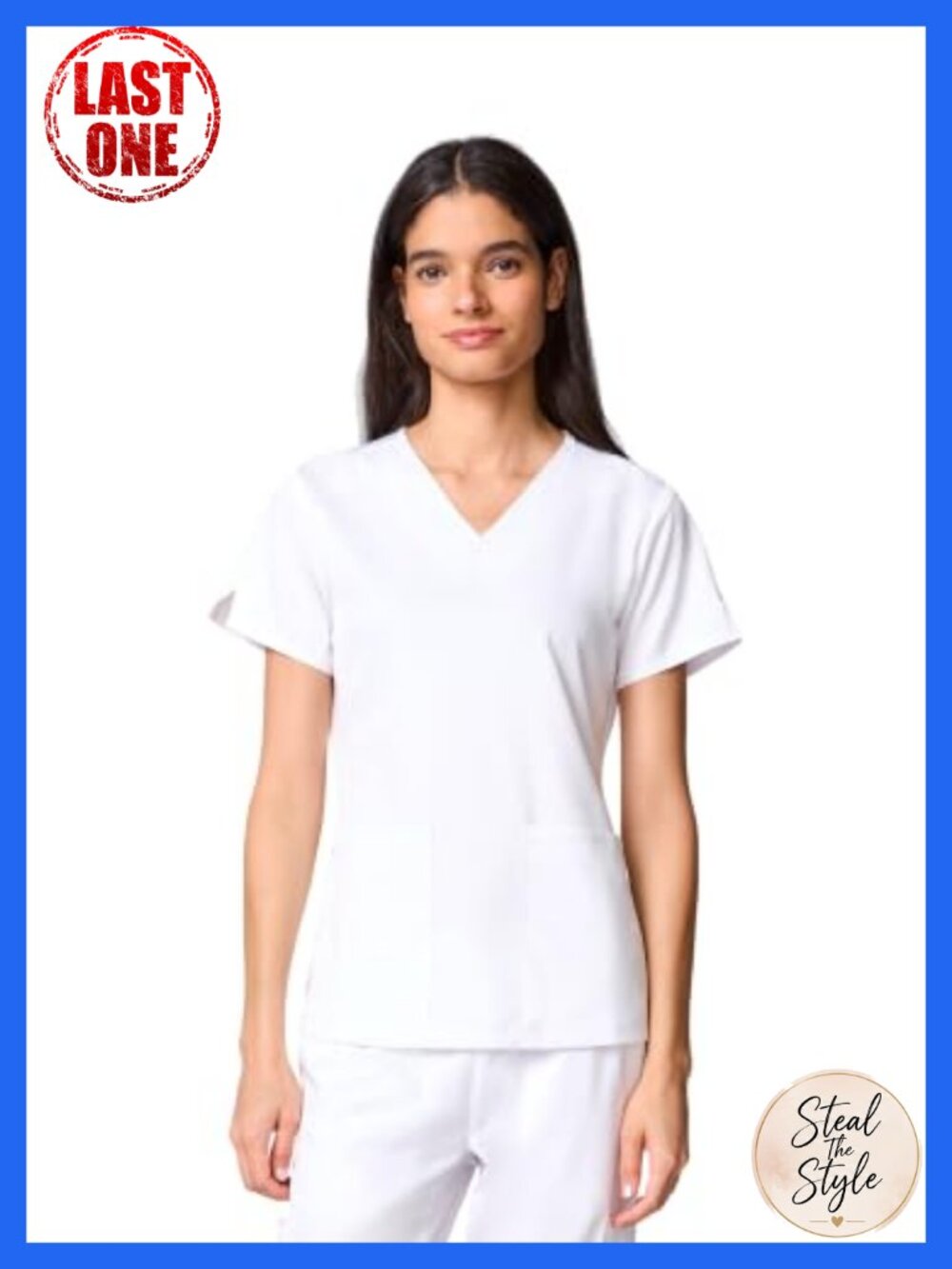 Womens Scrub Top V Neck Dolman Short Sleeve 2-Way Stretch Nurse Uniform